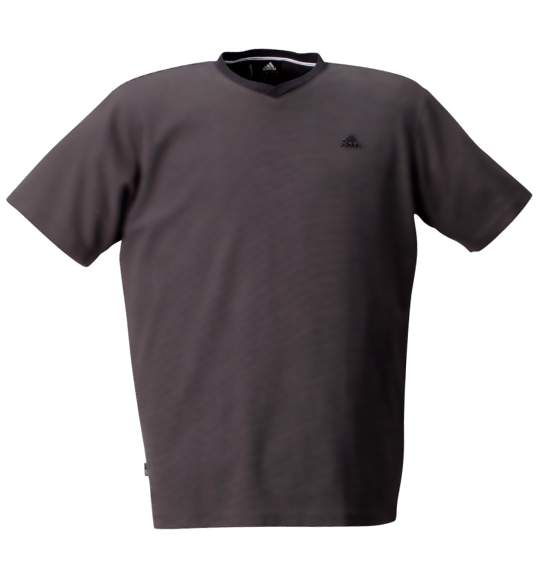 adidas VネックTシャツ 半袖 ブラック×カーキ