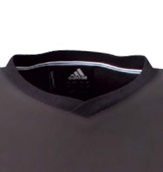 adidas VネックTシャツ 半袖 ブラック×カーキ