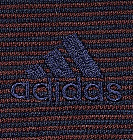 adidas VネックTシャツ 半袖 ネイビー×ブラウン