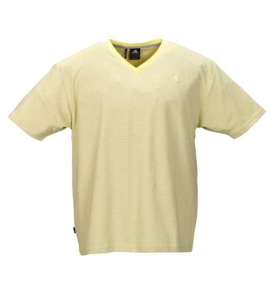 adidas VネックTシャツ 半袖 イエロー×ライトグレー