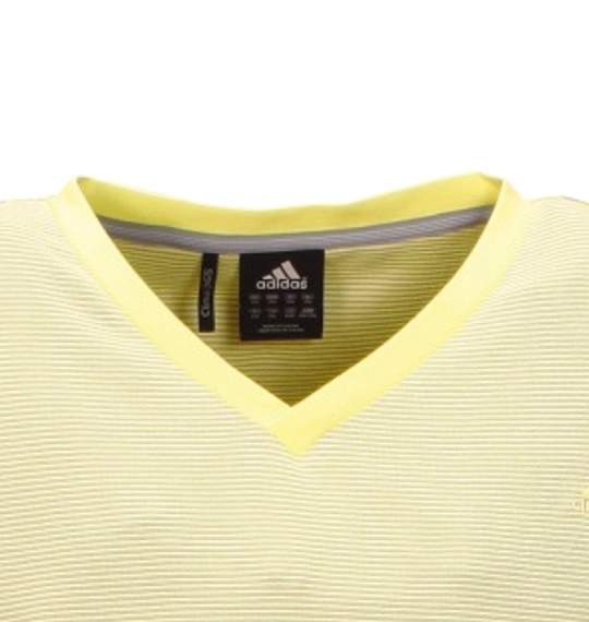 adidas VネックTシャツ 半袖 イエロー×ライトグレー