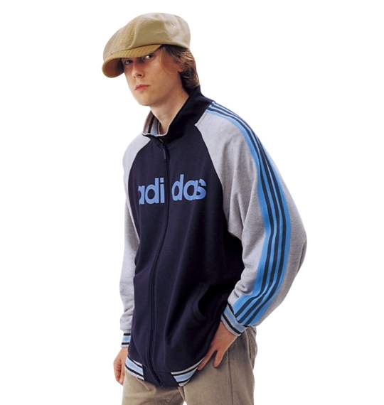 ADIDAS トラックジャケット ネイビー×モクグレー