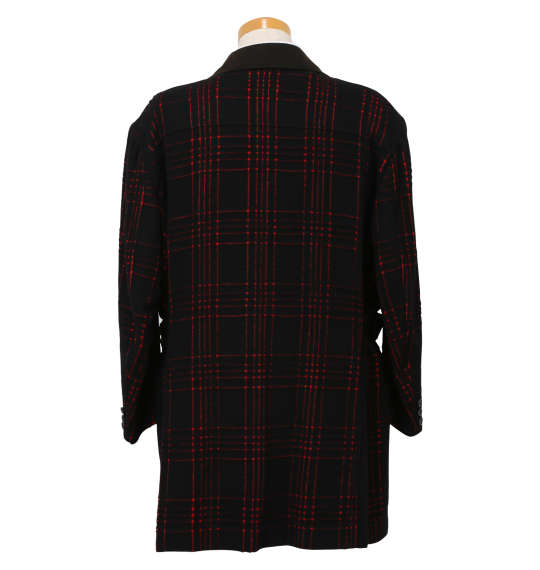  ダブル6ツ釦3ツ掛コート ブラック×レッド