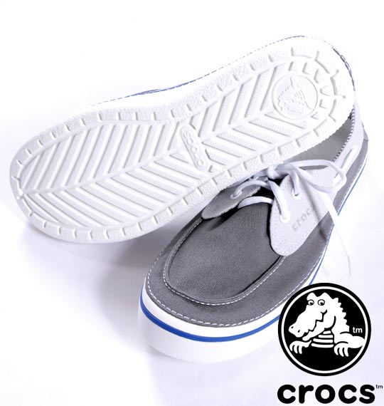 crocs デッキシューズ フーバーボート チャコール×ホワイト