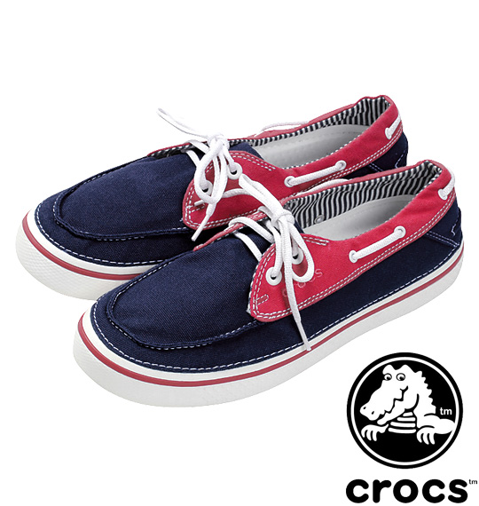 crocs デッキシューズ フーバーボート ネイビー×ホワイト