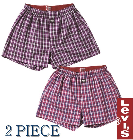 Levi's 2Pチェックトランクス レッド×パープル