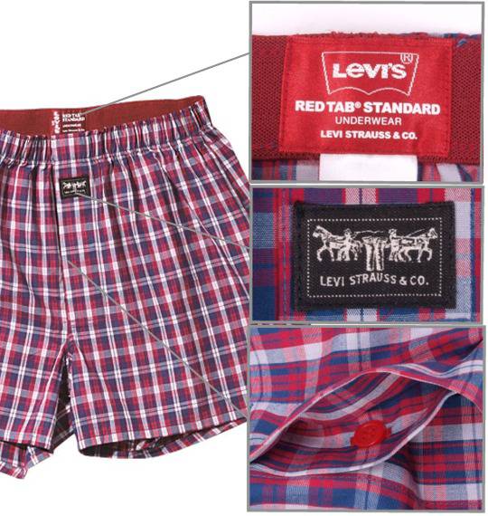 Levi's 2Pチェックトランクス レッド×パープル