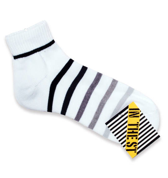  グラデボーダー柄ソックス ホワイト