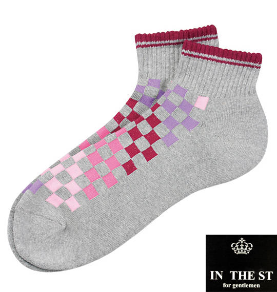  グラデチェッカー柄ソックス グレー