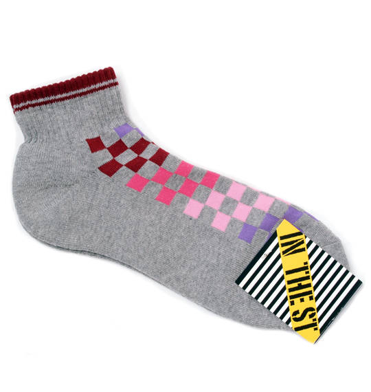  グラデチェッカー柄ソックス グレー