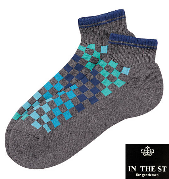  グラデチェッカー柄ソックス チャコール