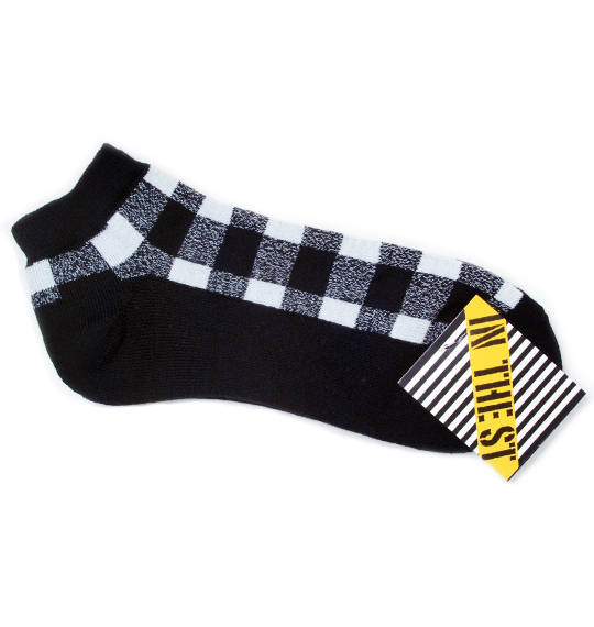  バッファローチェック柄ソックス ブラック×ホワイト