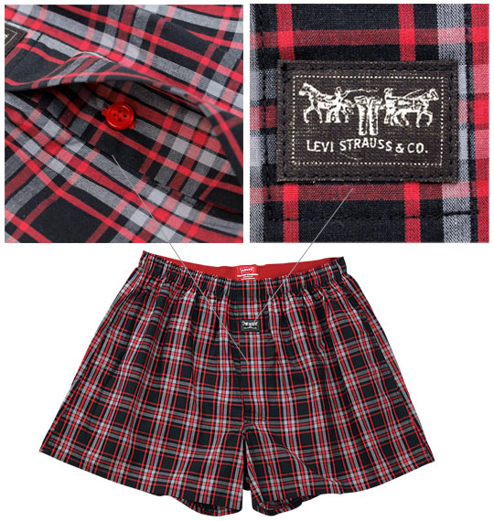 Levi's 2Pチェックトランクス ブラック×ネイビー