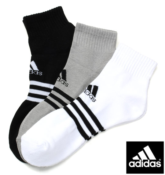 adidas パイル3Pショートソックス 3色ミックス