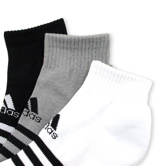 adidas パイル3Pショートソックス 3色ミックス