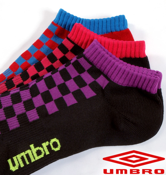 UMBRO チェック3Pアンクルソックス 3色ミックス