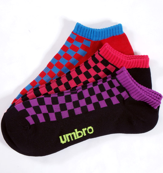 UMBRO チェック3Pアンクルソックス 3色ミックス