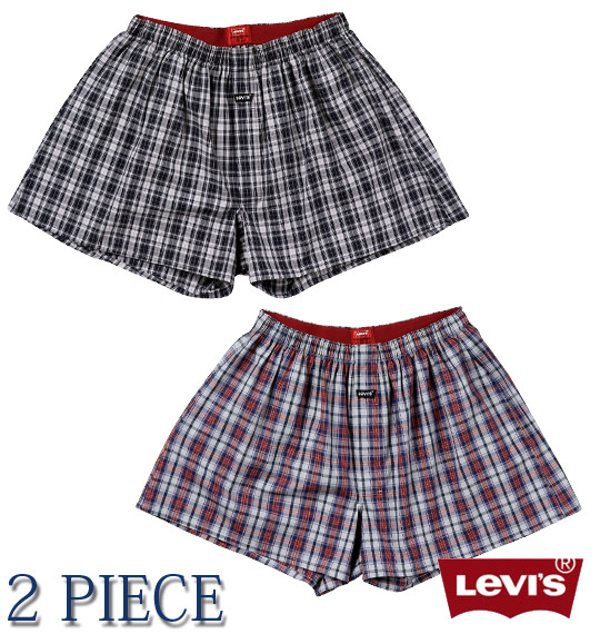 Levi's 2Pチェックトランクス ネイビー×レッド