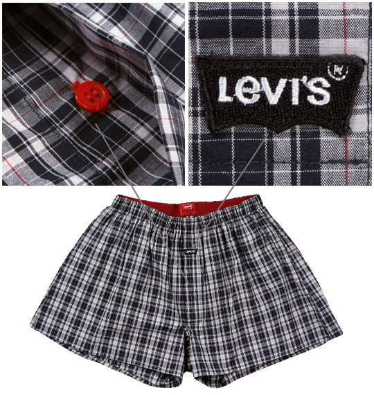 Levi's 2Pチェックトランクス ネイビー×レッド