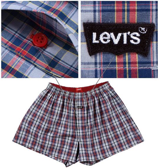 Levi's 2Pチェックトランクス ネイビー×レッド