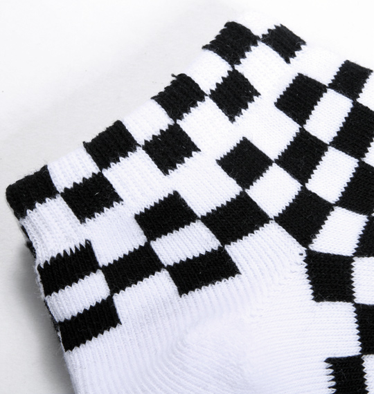  底パイルチェッカー柄ソックス ホワイト×ブラック