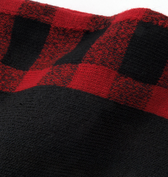  バッファローチェック柄ソックス レッド×ブラック