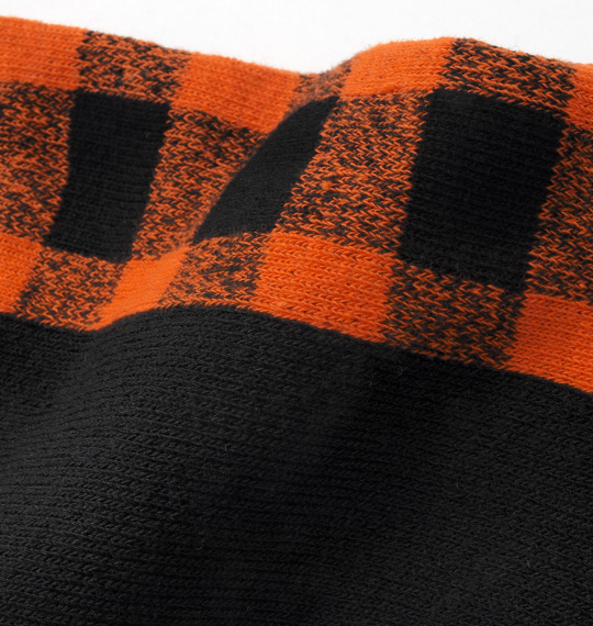  バッファローチェック柄ソックス オレンジ×ブラック