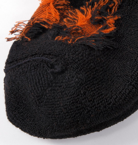  バッファローチェック柄ソックス オレンジ×ブラック