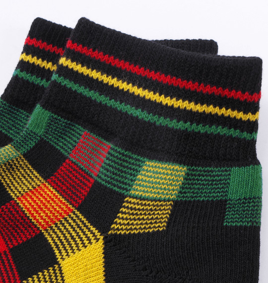  マルチチェック柄ソックス イエロー系