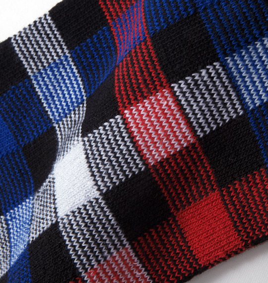  マルチチェック柄ソックス レッド系