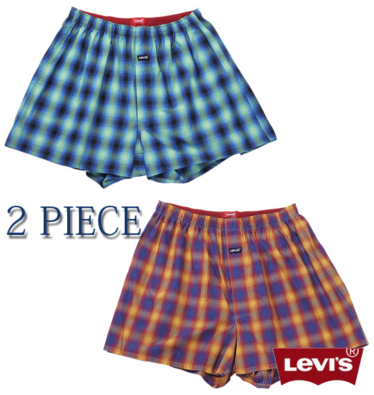 Levi's 2Pチェックトランクス グリーン×イエロー