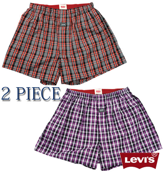 Levi's 2Pチェックトランクス パープル×オレンジ