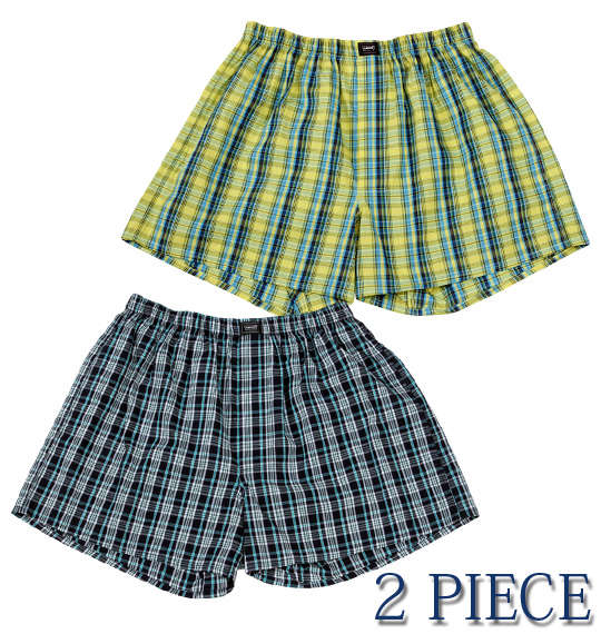 Levi's 2Pチェックトランクス イエロー×グリーン