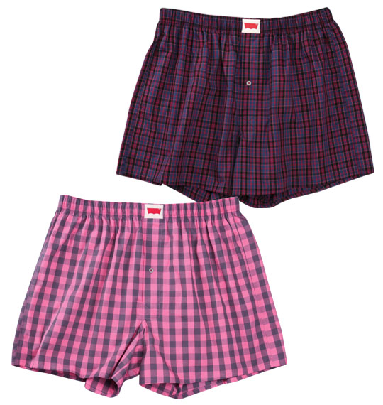 Levi's 2P チェック柄トランクス レッド系×ピンク系
