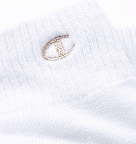 Champion 金刺繍クォーターレングス3Pソックス ホワイト