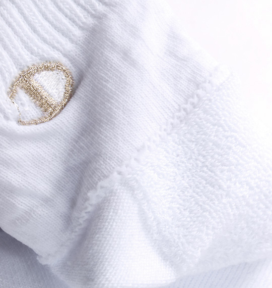 Champion 金刺繍クォーターレングス3Pソックス ホワイト