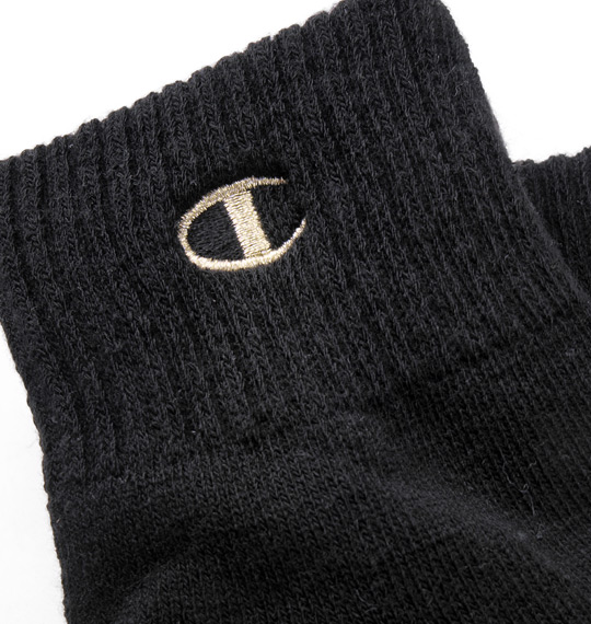 Champion 金刺繍クォーターレングス3Pソックス ブラック