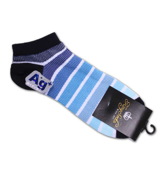  ボーダーアンクルソックス ネイビー