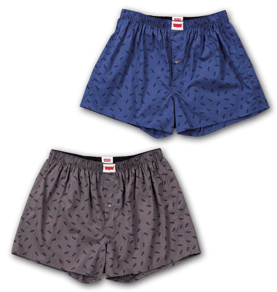 Levi's 2Pプリント柄トランクス ブラウン×ブルー