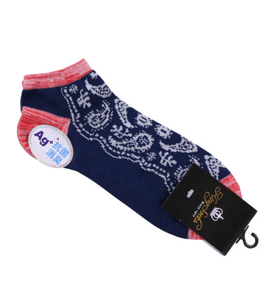  バンダナ柄アンクルソックス ネイビー