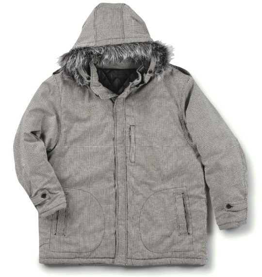 Beno ファー付パーカージャケット ホワイト×ブラック