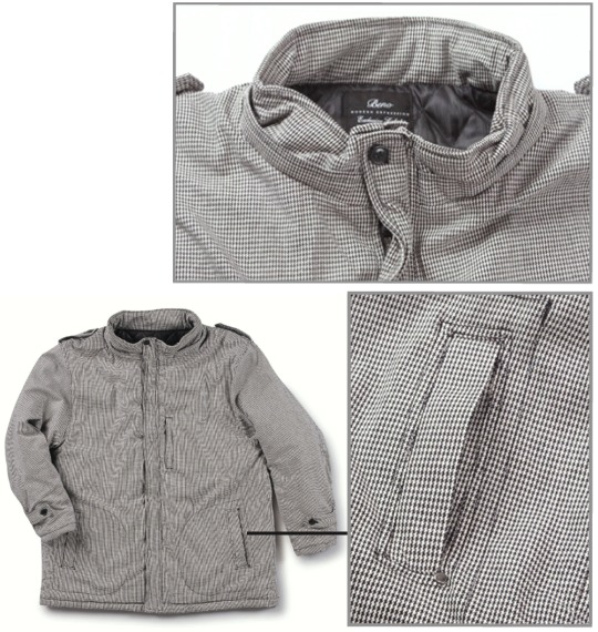 Beno ファー付パーカージャケット ホワイト×ブラック