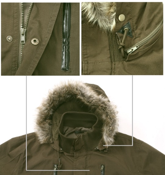 Pincponc ファー付N-3Bジャケット カーキ