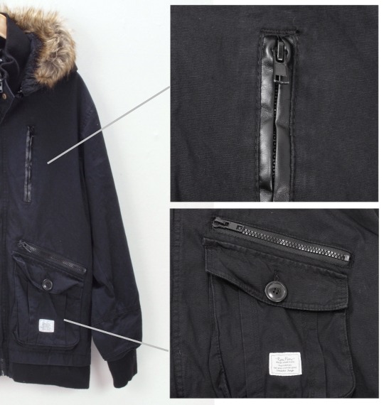 Pincponc ファー付N-3Bジャケット ブラック