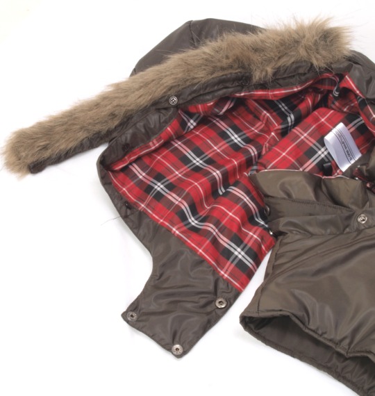 b-one-soul フード付中綿ベスト ブラウン