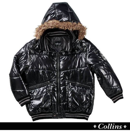 COLLINS ファー付き中綿ジャケット ブラック