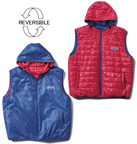 OUTDOOR PRODUCTS リバーシブル中綿ベスト レッド×ブルー