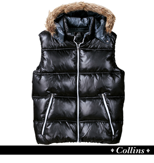 COLLINS 中綿シャーリングベスト ブラック
