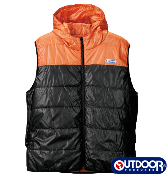 OUTDOOR PRODUCTS 中綿ベスト ブラック×オレンジ