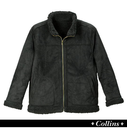 COLLINS フェイクムートンスタンドジャケット ブラック